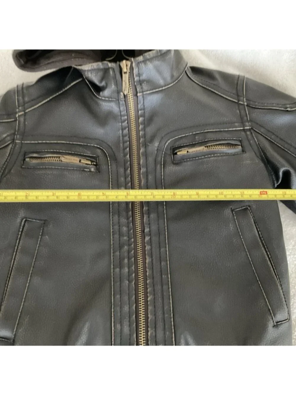 Black Rivet Size 3T Childs Faux Leather Bomber Jacket Black Color w Zip Out Hood